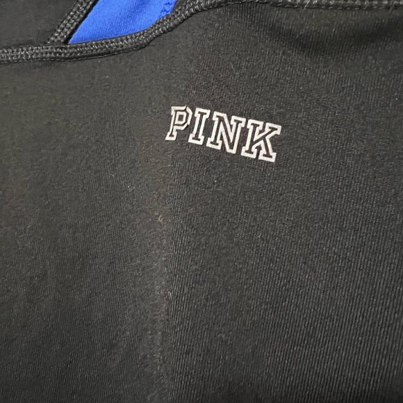 PINK Victoria's Secret Black and Blue Cropped Yoga Leggings Athletic Wear Size M - Picture 2 of 5